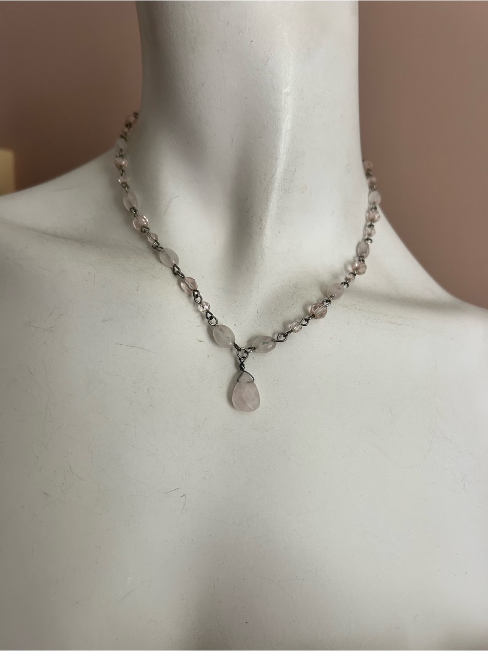 4/$50 Delicate Rose Quartz Beaded Necklace - Unbranded